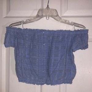 blue off the shoulder top